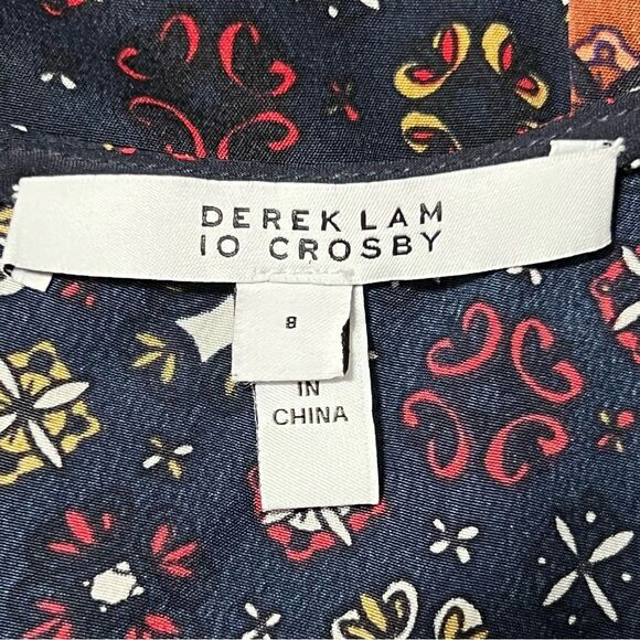 Derek Lam 10 Crosby Foulard Medallion Print Silk Dress Sz 8 Boho Career Office - Picture 13 of 15